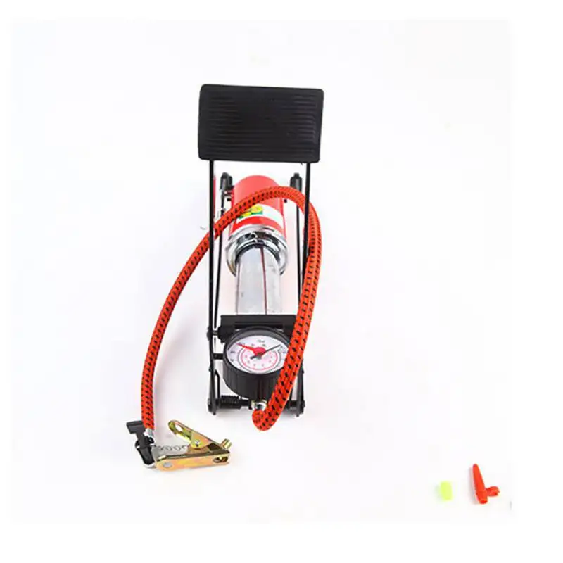 Portable High Pressure Tire Air Inflatable Pump Foot Inflator With Gauge For Car Motorcycle Bike