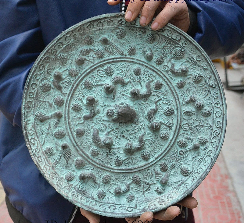 Rare Chinese Bronze Pure Copper Beast Wealth Emboss Statue Ancient Mirror | Дом и сад