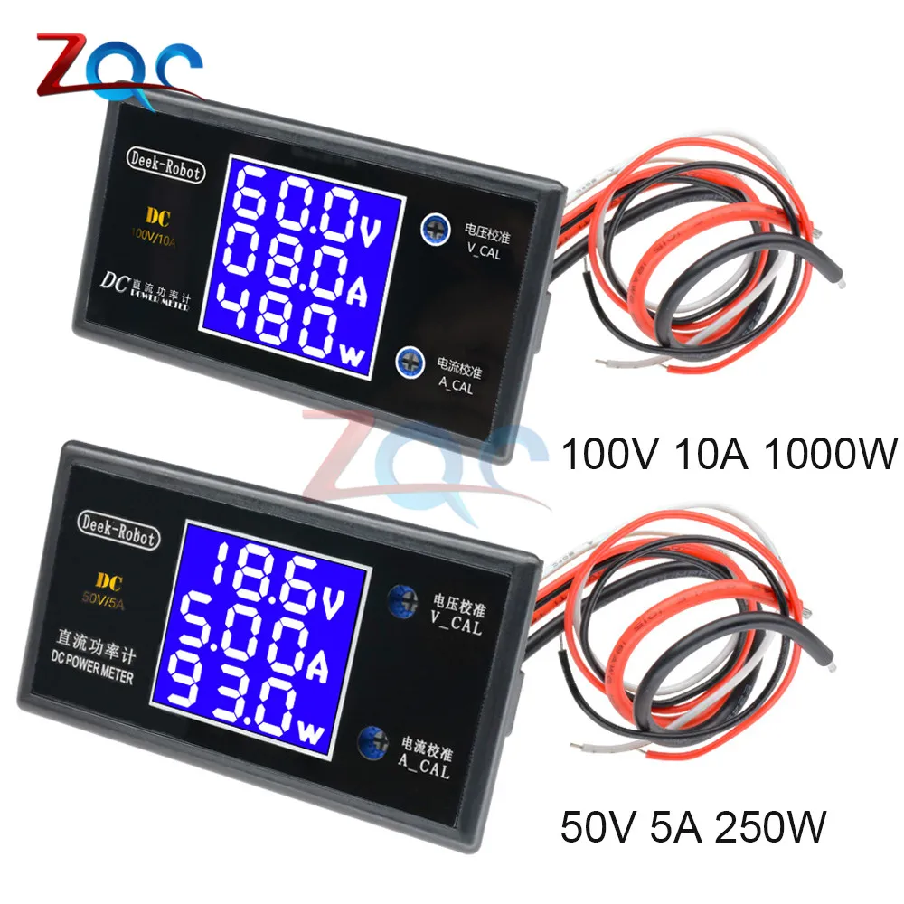 

DC 0-100V 5A 10A 250W 1000W LCD Digital Voltmeter Ammeter Wattmeter Voltage Current Power Meter Volt Detector Tester Monitor