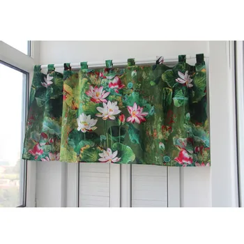

2019 new Chinese flower style window treatmens 3d curtains linen tulle kitchen door curtain short window blinds valance W140 H50