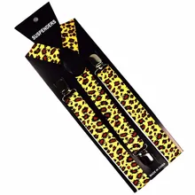 Winfox Новая Мода Регулируемая серьга унисекс-на желтый Леопардовый принт подтяжки для женщин мужчин аксессуары для одежды