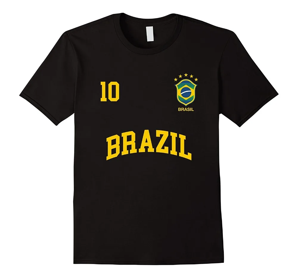 

2019 fashion summer New Design Cotton Male Tee Shirt Designing Brazil T-Shirt Number 10 (BACK) Brazilian Soccers Team Shirt Tee