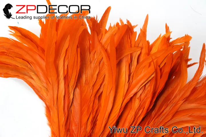 Zpdecor перья 100 шт./лот 30-35 см(12-14 дюймов) ручной Оранжевый петушиные перья окрашенные для Массовая для карнавального декора