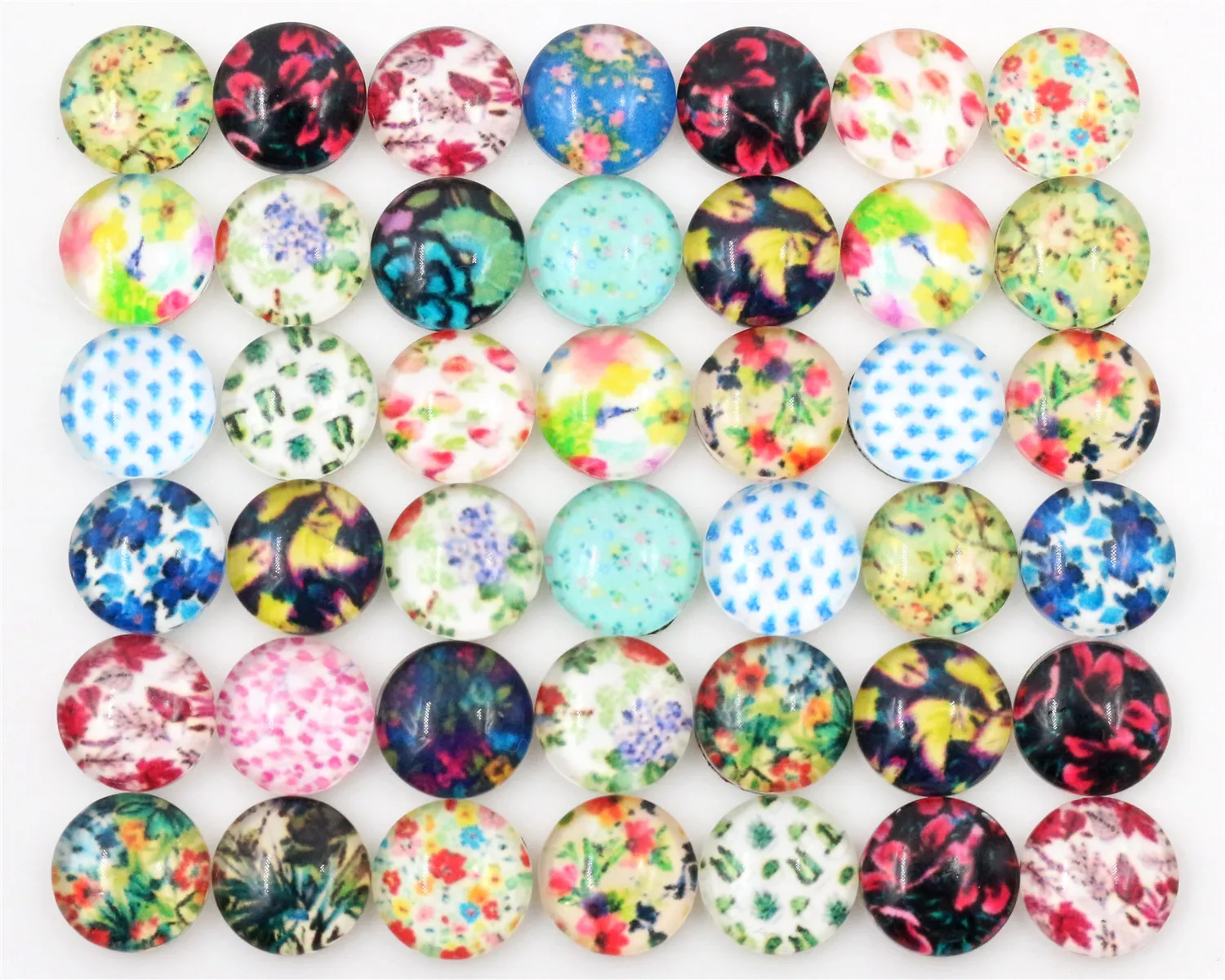 

New Fashion Hot Sale 50pcs 8mm Mixed Colors Flower Style Handmade Photo Glass Cabochons-C7-41