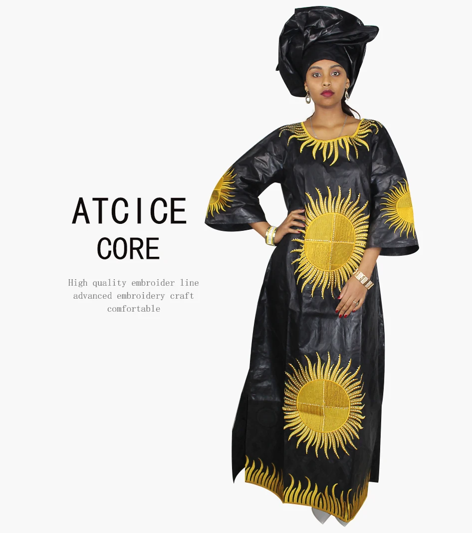 Хлопок африканские платья для женщин Дашики Африканский Базен riche вышивка дизайн одежды мода dressLA116