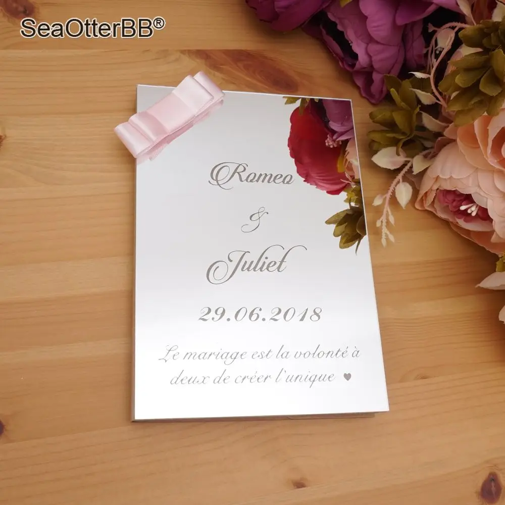 The Mirror Cover For Guest Book , Cover of Guestbook Album , Acrylic Mirror Sticker ,Check in Book Wedding Gift