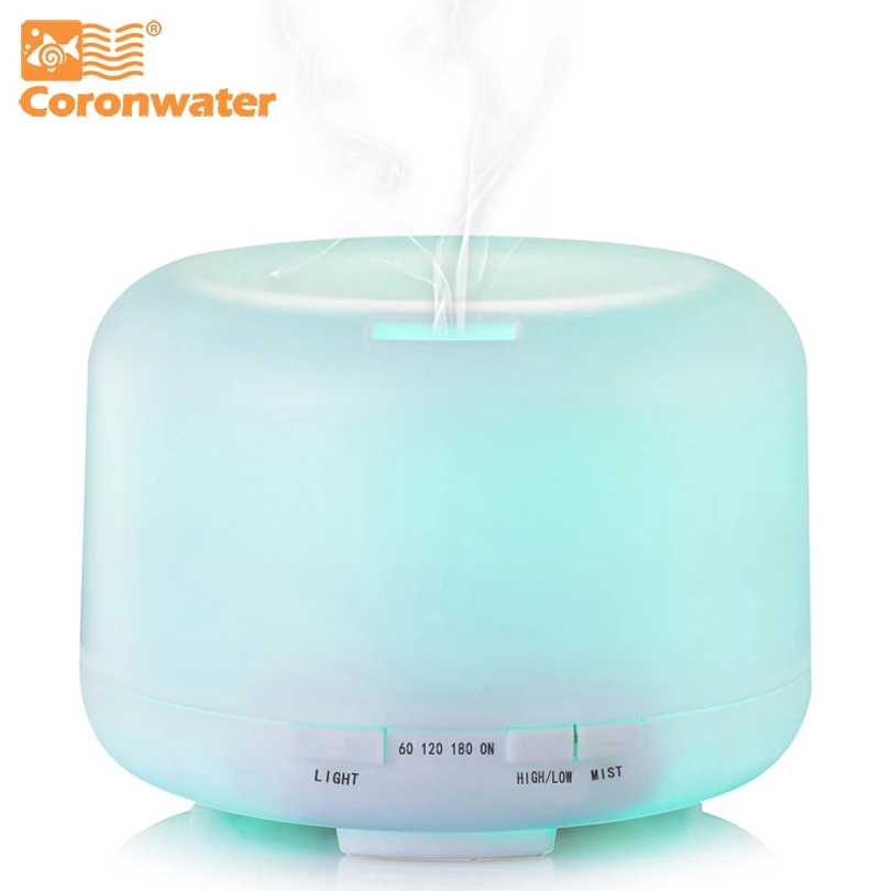  Coronwater 500ml Aroma Essential Oil Diffuser Ultrasonic Air Humidifier 7 Color Changing LED Lights