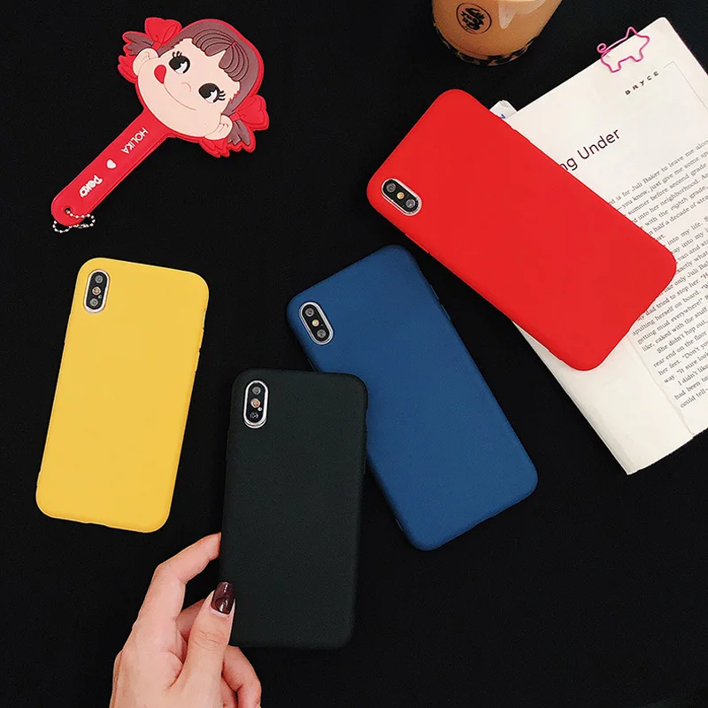 

Matte Color phone Case For iPhone 7 8 Plus 6 6S Soft TPU For iPhone X XS XR XS Max Shockproof Silicone Back Luxury phone Cover