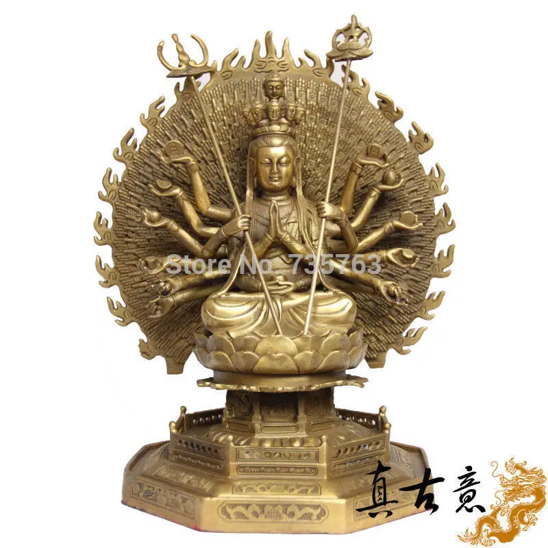 

00715 Chinese Buddhism Copper bronze statue of Avalokitesvara Bodhisattva