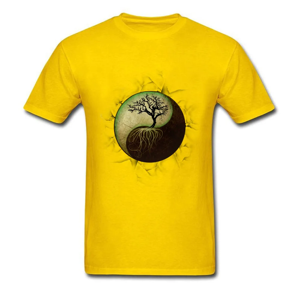 Tees Ying Yang Tree Top T-shirts Summer/Fall Funny Normal Short Sleeve 100% Cotton O-Neck Mens Top T-shirts Normal Ying Yang Tree yellow