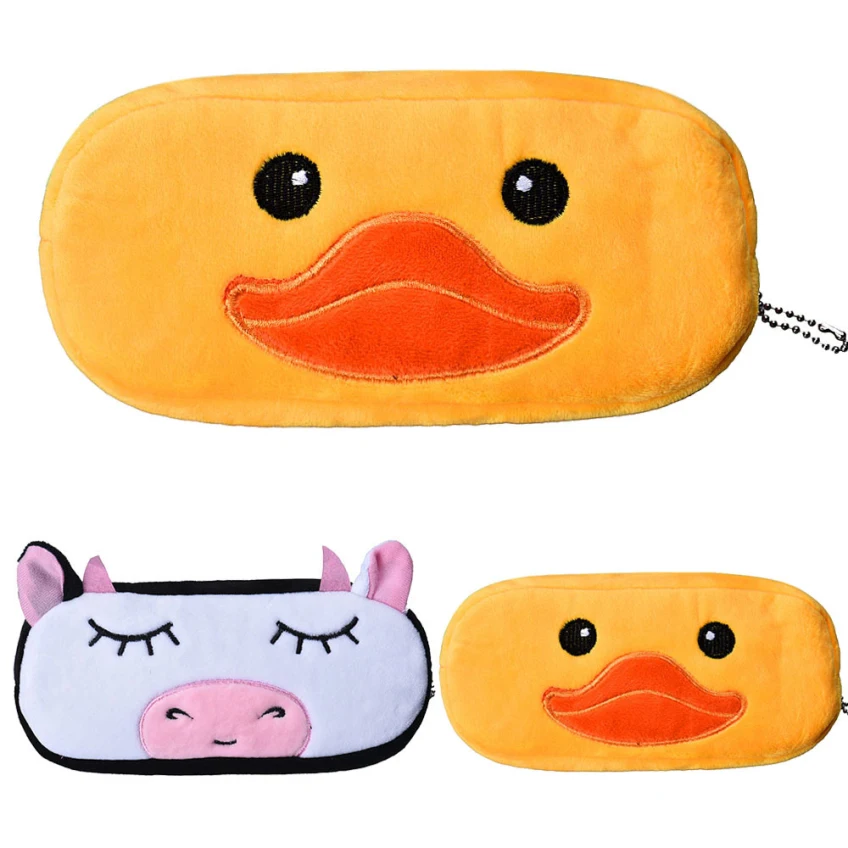 

21.5 x 11cm Cartoon Yellow Duck/ White Piggy Pencil Case Plush Large Pen Bag For Kids Happy Gifts High Quality Short Plush