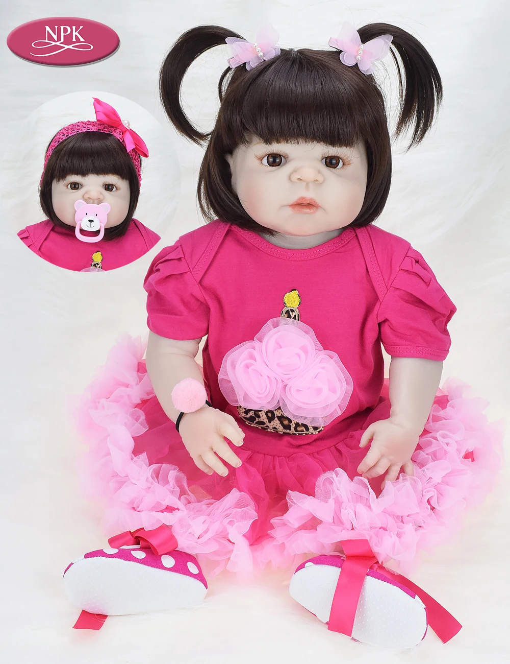 NPK 57 см всего тела мягкие силиконовые девушки Reborn Baby Doll Купание игрушки реалистичные кукла принцесса для девочек Bebe реальное возрождение Boneca Menina