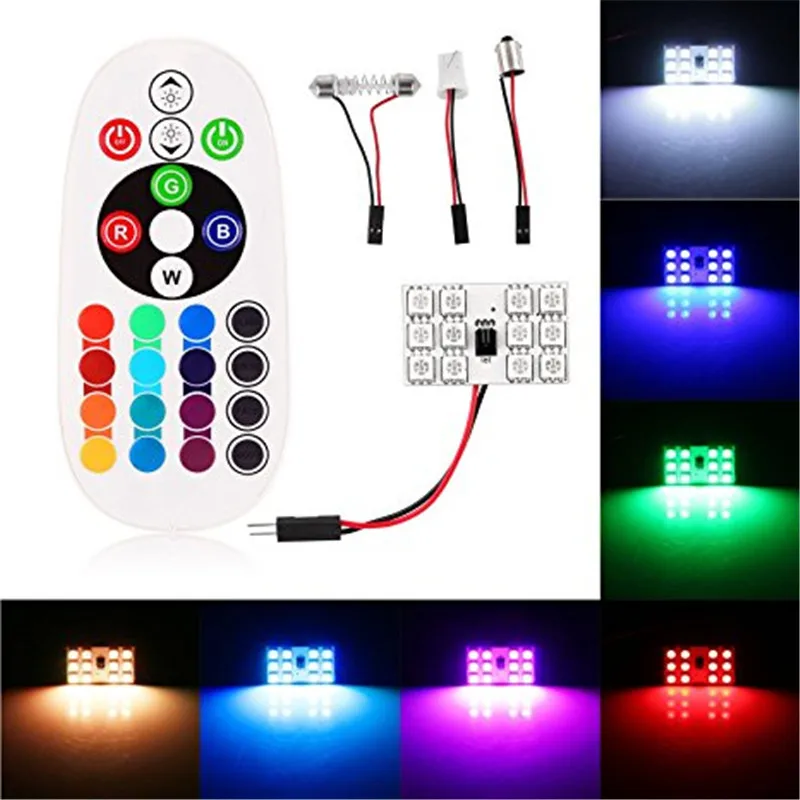 10 шт. RGB T10 5050 12SMD Авто Дистанционное управление цветная светодиодная лампа автомобиля Подсветка салона атмосферная лампа AC/DC 12 V