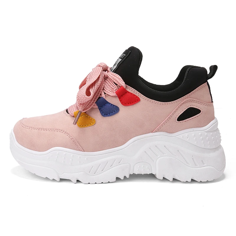 

Women's Sneakers Platform Black Pink Shoes 5cm High Top Canvas Shoes 2018 Spring Red Casual Shoes Thick Bottom Wedge Sneakers