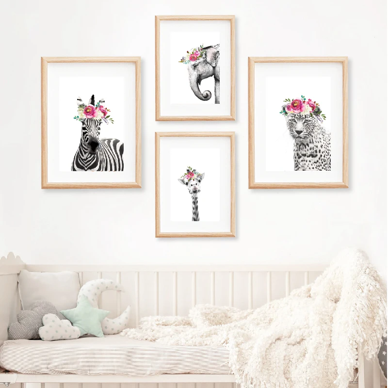 watercolor animal wall art prints nursery decor