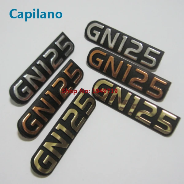 

motorcycle silver gold orange color GN125 mental plate texture sign label mark for Suzuki 125cc GN 125 side cover spare parts