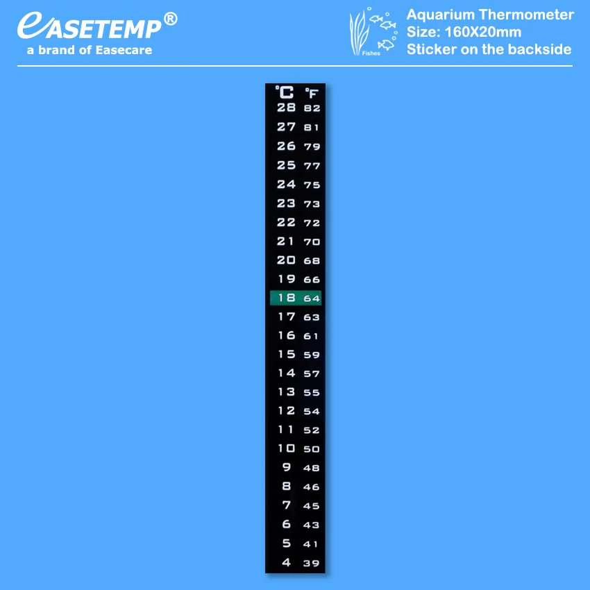 10 шт./лот,, аквариумный термометр для аквариума(4-28 градусов по Цельсию и Фаренгейту) с наклейкой на задней стороне