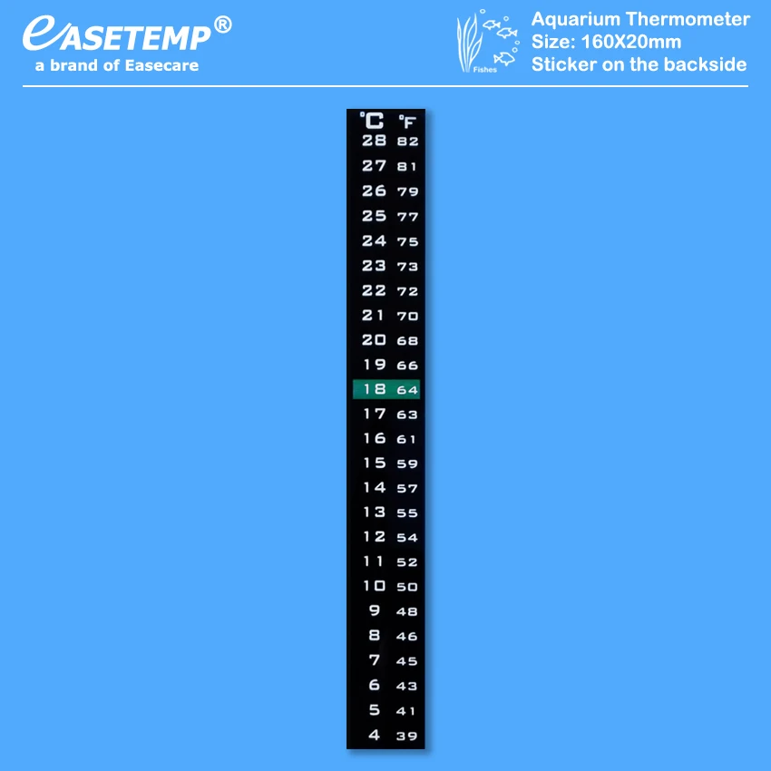 

10pcs/lot Free Shipping Aquarium Thermometer for Fish Tank (4-28 degree in Celsius and Fahrenheit) with Sticker on the backside