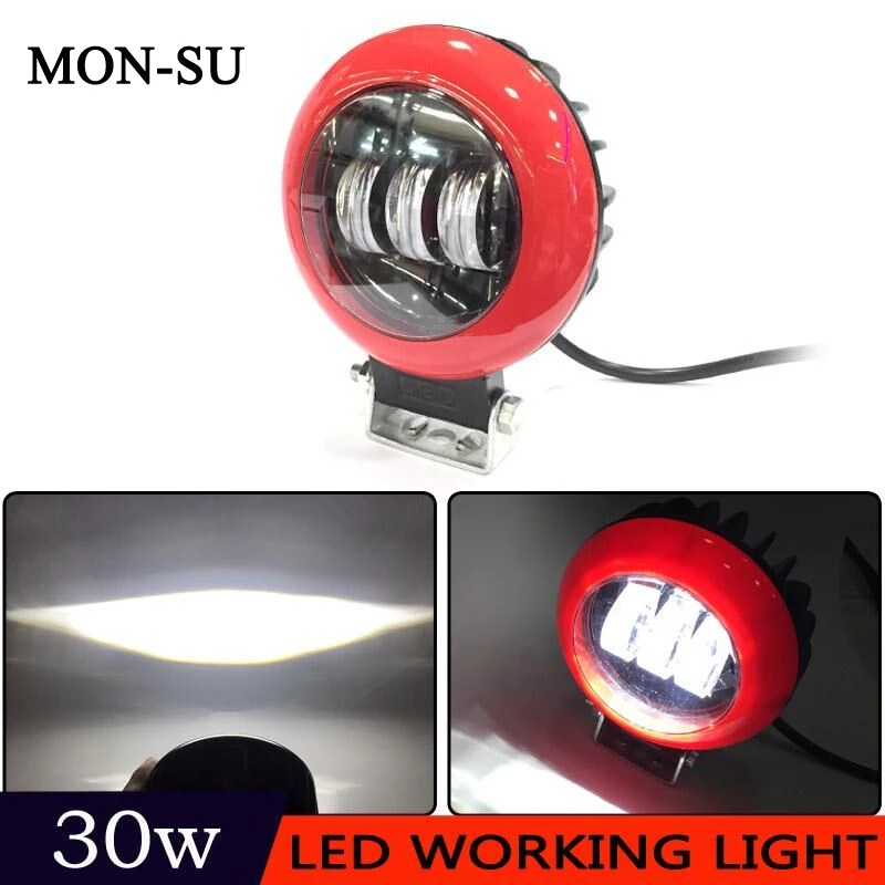 

MON-SU 30W Car Led Working Light Auto Driving Fog Light Car Headlight for 4WD ATV SUV UTV UTE Off Roads Lights Head Lamp 12V