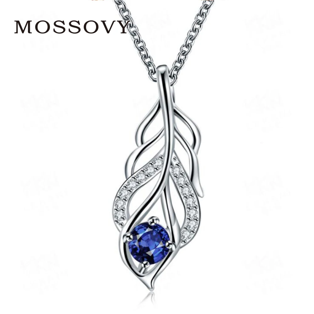Mossovy Leaf Necklace Women Feather Necklaces Pendants Charms Chain