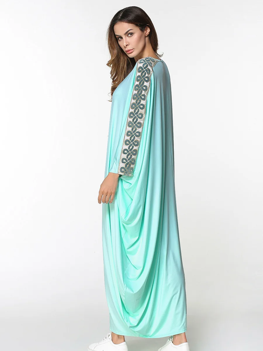 R185231 # мусульманских Для женщин модные однотонные Цвет Мозаика летучие мыши рукава платья и Middleeast платье одеяния Аравия Абаи Mujer Vestidos