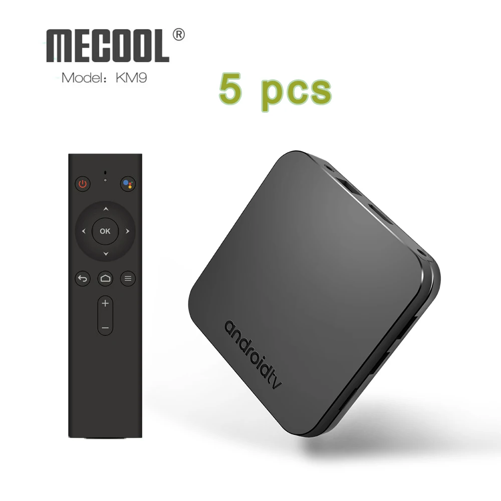 

5pcs Mecool KM9 ATV Android 8.1 Smart TV Box Voice Control 4K Bluetooth 2.4G/5G WiFi S905X2 4GB DDR4 RAM 32GB ROM Set Top Box