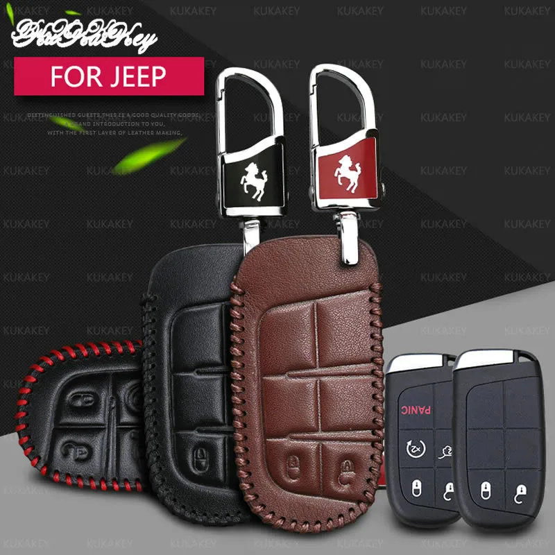 KUKAKEY чехол для автомобильного ключа из натуральной кожи Jeep Wrangler Patriot Grand Cherokee Compass