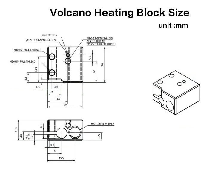 LERDG 2IN1-V2 Hotend модуль вулкан нагревательный блок с силиконовым носком горло NV6 насадка КОМПЛЕКТ 0,2-1,0/1,75 мм аксессуары для 3D-принтера