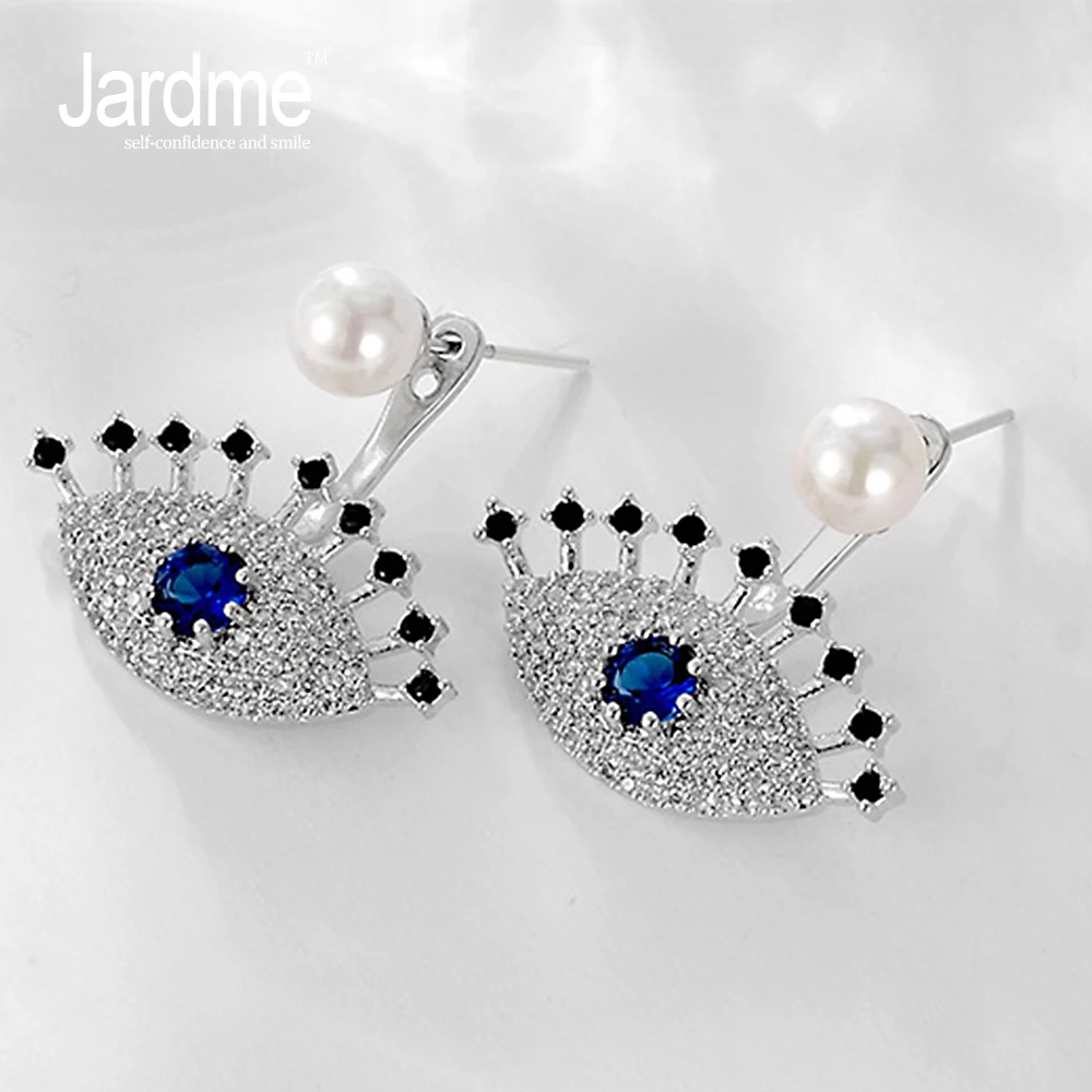 Jardme Evil Eyes Filled Crystal Stud Earrings for Women Luxury with