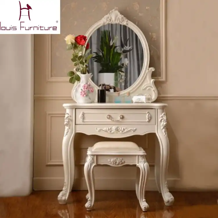 France Style Elegant Bedroom Furniture Ivory Dressing Table With