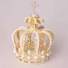 High Quality Baroque Princess Tiara Crown Gold Silver Wedding Headpiece Rhinestone Pearl Bridal Hair Accessories Women Tiaras