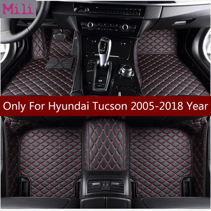 

Mili Mat Leather Car Floor Mats For Hyundai Tucson 2005-2013 2014 2015 2016 2017 2018 Custom Foot Pads Automobile Carpet Cover