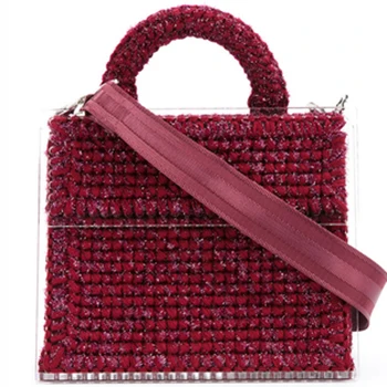 Новая женская одежда, трендовая шерстяная женская сумка через плечо, Высококачественная сумка-мессенджер для отдыха, тканые повседневные сумки из дерева с кисточками - Цвет: as the picture shows