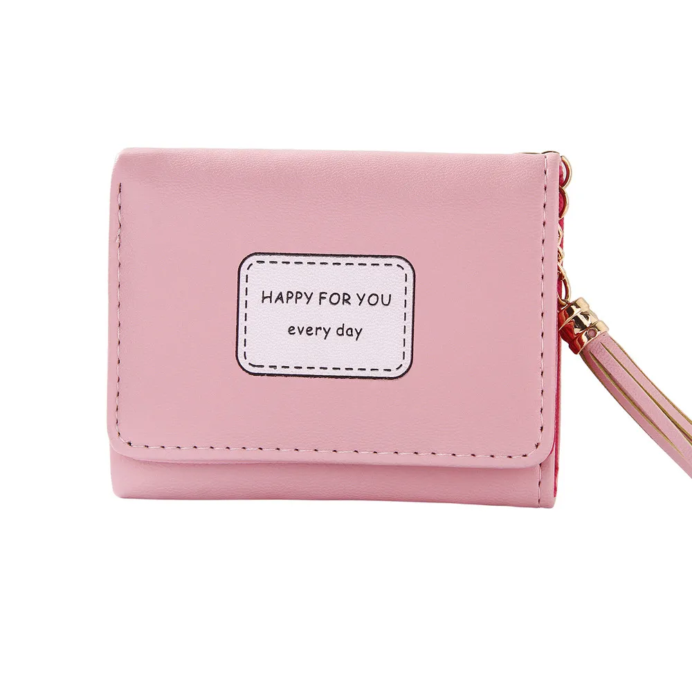 Женский модный кошелек, кошелек для монет, простой ретро стиль, на молнии, короткий кошелек, кошелек для монет, держатель для карт, сумочка, Женская Повседневная сумка для монет - Цвет: Розовый