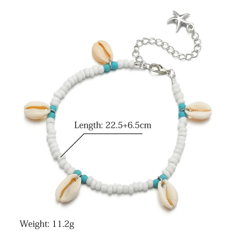 ZN 11 Styles Anklets for Women shell Foot Jewelry Summer Beach Barefoot Bracelet ankle on leg Ankle strap Bohemian Accessories - Окраска металла: 11