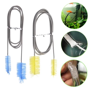 

1.55M Pipe Tube Cleaner Tool Stainless Steel And Nylon Double Head Brush Aquarium Filter Pumpe Pipe fish tank cleaner