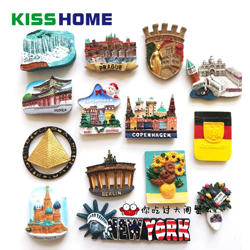 

Famous Landmark Resin Refrigerator Stickers Magnetic Stickers Creative Country Decorative 3D Fridge Stickers Fridge Magnet