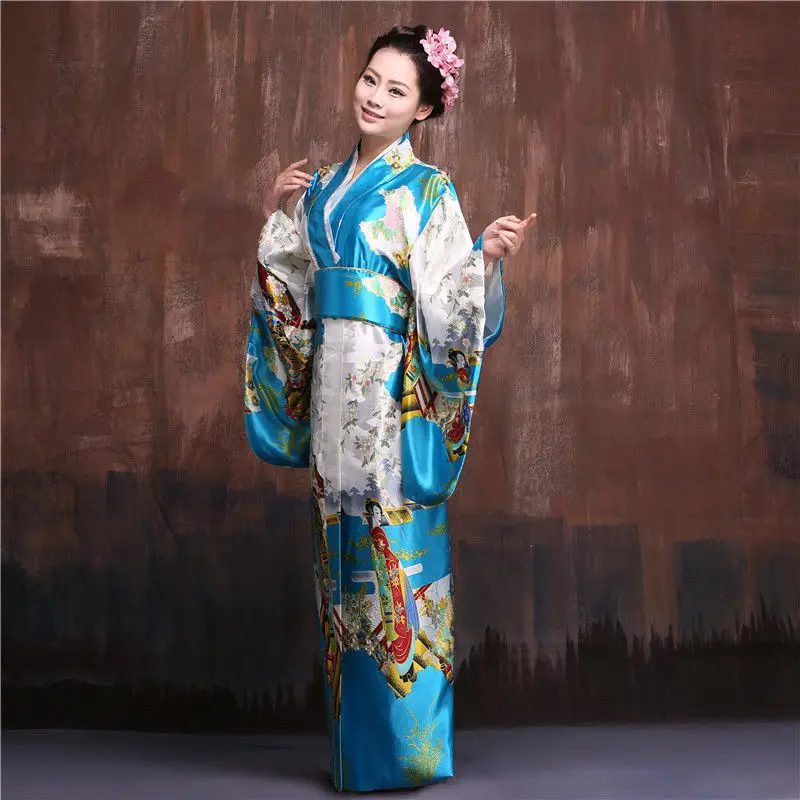 Vintage Oriental Japanese Yukata Kimono/Obi Cosplay Robe Geisha Dress Wholesale 