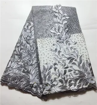 

Latest Silver Grey African Laces Fabrics Embroidered African French Lace Fabric Cheap African French Net tulle Lace Fabric (JY-3