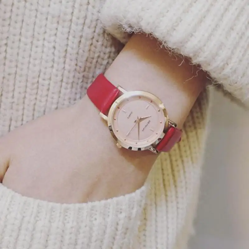

Ulzzang New Fashion Watch Wrist Watch Gold Shell Quartz Wristwatches 2018 Hot Sale White Red Brown for Women Ladies