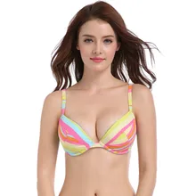 Новые полосатые сексуальное бикини топ брендов жесткий чашка с Сталь полосой, регулируемые лямки, эллипсоида Lingerie для бара для Для женщин