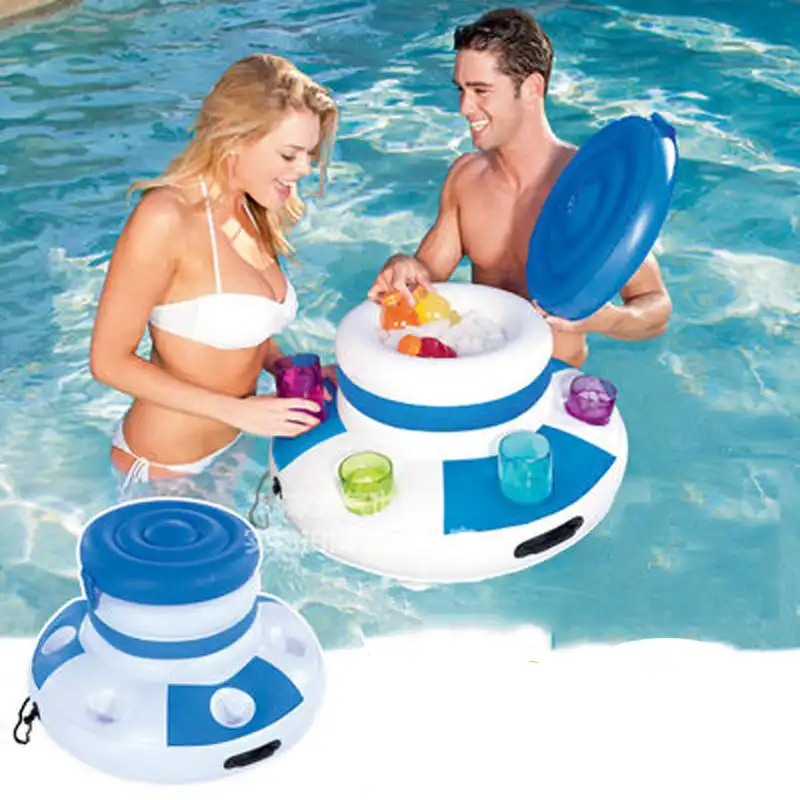 flotador inflable para agua cubo de hielo proveedor de bebidas flotador de piscina para adultos balsa anillo de natacion diversion con agua