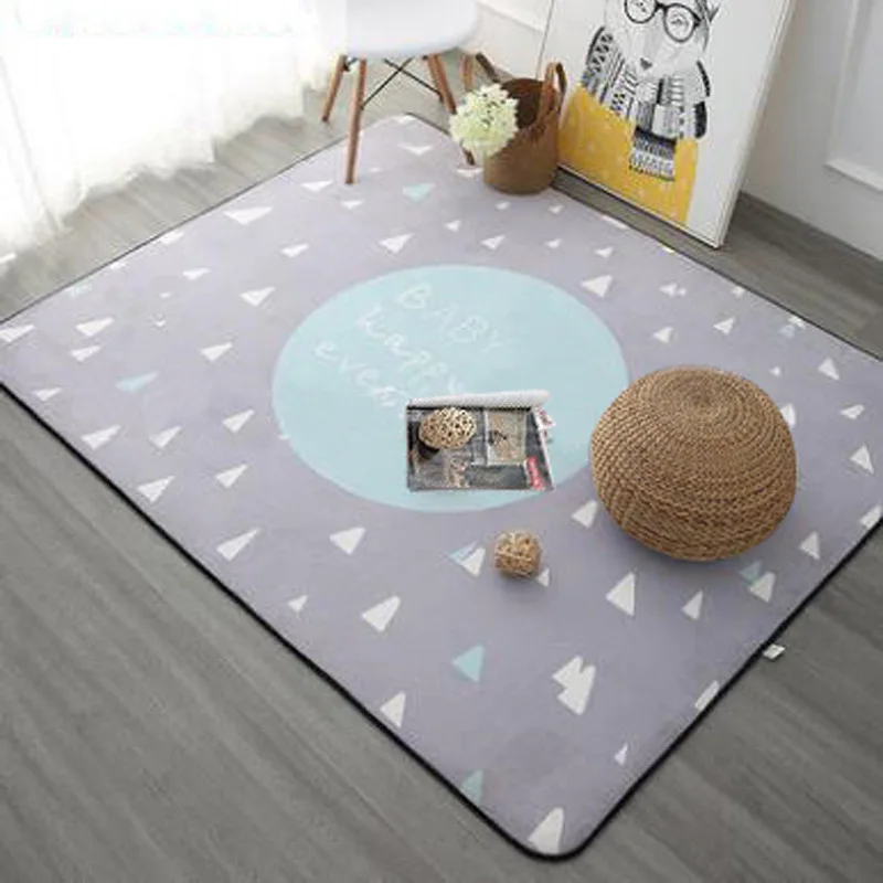 Nordic Geometry Rectangle Carpet Thicken Soft Kids Room Play Tents Mat Bedroom Area Rugs Large Pink Carpets for Living Room