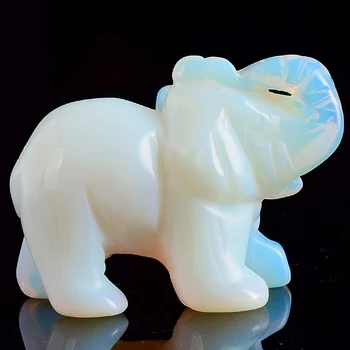 

2 Inch Elephant Figurines Craft Carved opalite Elephant Mini Animals Statue for Decor Chakra Healing crystal and quartz fengshui