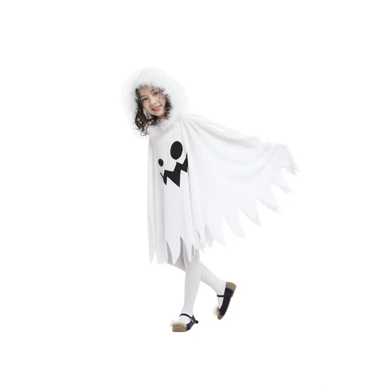 Белая накидка призрака для детей ясельного возраста; костюмы на Хэллоуин для девочек; накидка Феи эльфа; маскарадный костюм для ролевых игр; нарядное платье