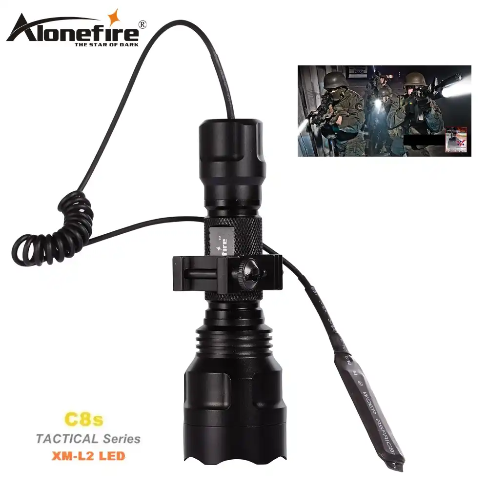 AloneFire Тактический светильник C8 CREE XM-L2 U3 светодиодный фонарь страйкбол прицел ружья светильник 18650 перезаряжаемая батарея - изображение