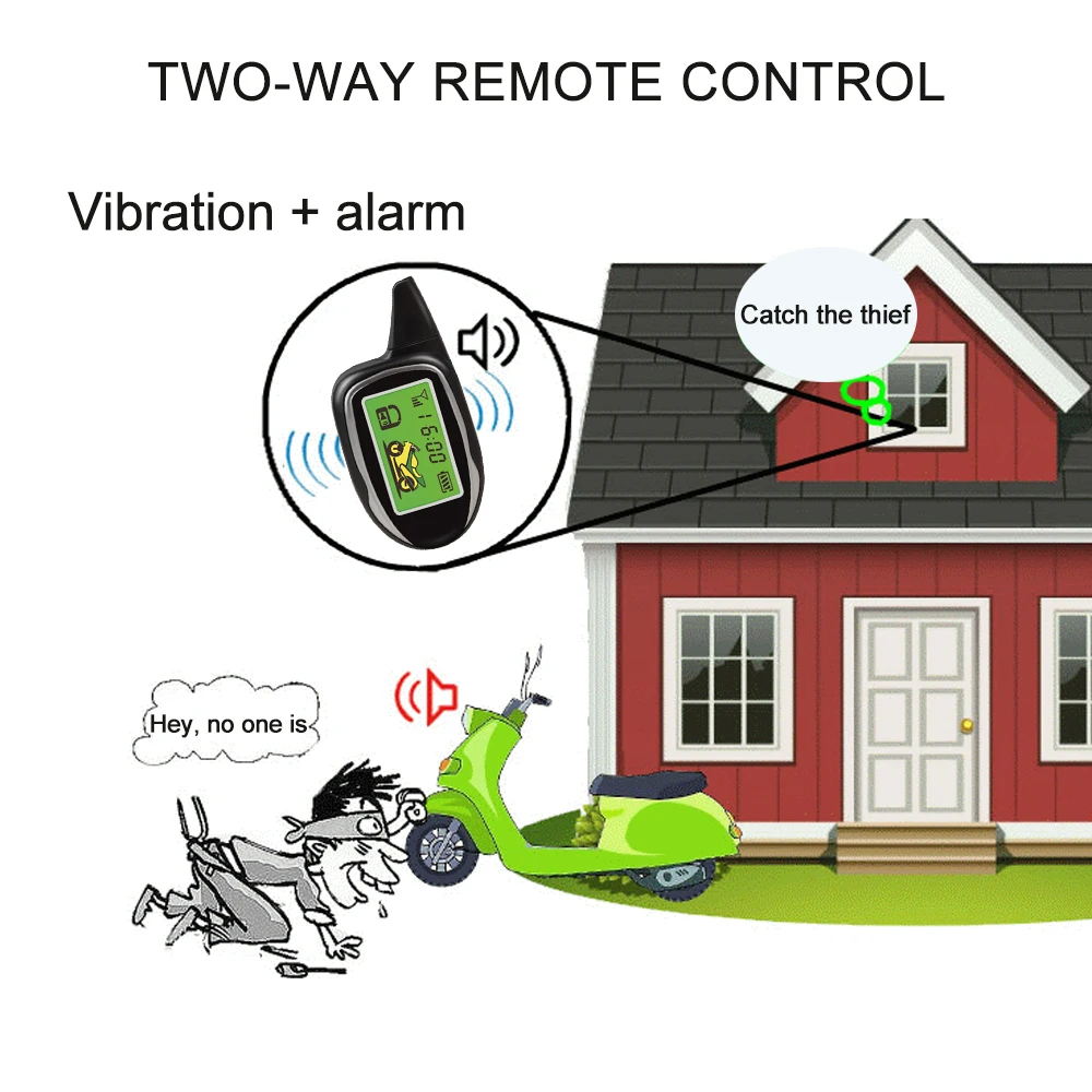 2 Way Мотоцикл сигнализации Системы удаленного Управление запуска двигателя Anti-theft охранной сигнализации Системы с 2 ЖК-дисплей