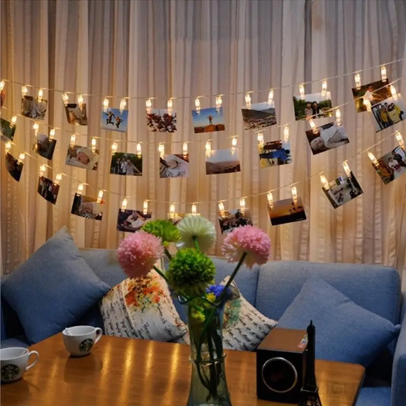

2M 3M 4M Photo Clip Holder LED String lights for New Year Christmas Festival Party Wedding Lamp Home Decoration led light