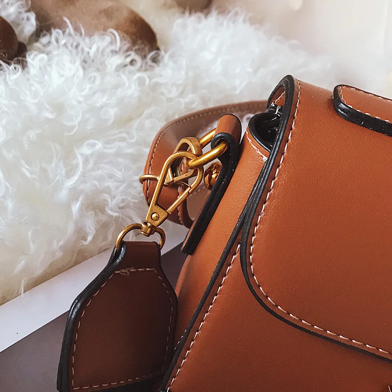 Women Vintage Leather Handbag Small Rivets Flap Shoulder Bag Colorful Wide Strap Crossbody Bag for Girls Green Brown Black Purse  (18)
