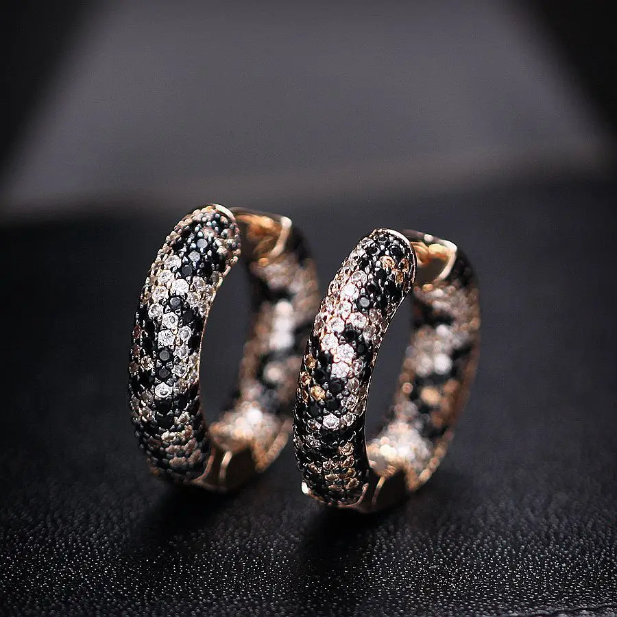Fashion Leopard Print Hoop Earrings For Women Mixed Color Cubic Zirconia Circle Earrings Women's Fashion Jewelry 2018 New Design Fashion Leopard Print Hoop Earrings For Women Mixed Color Cubic Zirconia Circle Earrings Women's Fashion Jewelry 2018 New Design